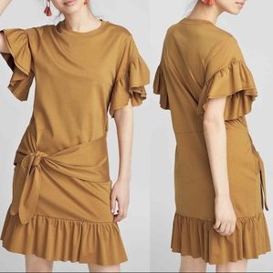 Scotch & Soda Ruffle Dress XS Tie Front Flutter Sleeve Feminine Boho Festival
